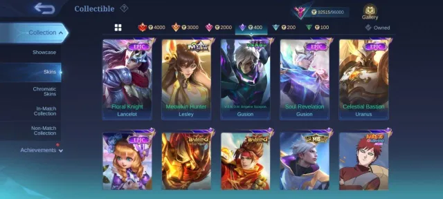 KOF Aurora⇨Guinevere🌲fighter Chou➤Prime Granger🌲LUCKYBOX Guin⇨Irthil➤Hayabusa➤Chou, Продажа, Ранг: Мифический, Уровень: 79, Процент побед: 48%, Герои: 126, Облики: 338