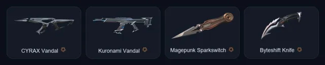【 Magepunk Sparkswitch / 】【 Byteshift Knife 】【 Kuronami / CYRAX Vandal 】【 Sovereign Phantom 】, Sale, Silver 2, Agents: 20, Skins: 27