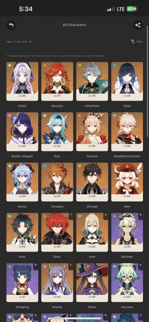 Genshin + ZZZ 60AR email linked server TWHKMO 20 five-star characters, Any platform, Email linked, Iter, Levelled up, AR 60