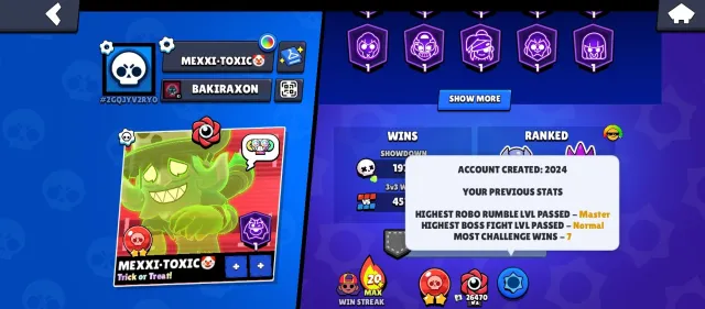 🔥BRAWL STARS🔥. 🎫6 BP+ 🎫 5 BP 🎫1 pro pass 🏆57000🏆🧞 TOTAL 400+ SKINS🧞 🪩⚒️105 prime 35, 57000 trophies, 105 brawlers