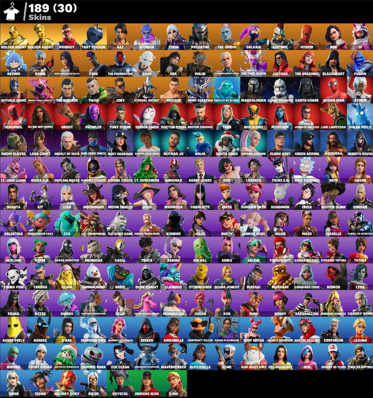 [PC] ⭐ 189 SKINS ⭐ MAIL CHANGE ⭐ 1100 VB | Gold Brutus | Gold Midas | Prodigy ⭐, Sale, skins 189