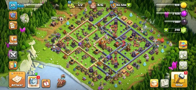 Top account TH16 with top gear and upgrades, 16 TH Home Village, 10 TH Builder Base