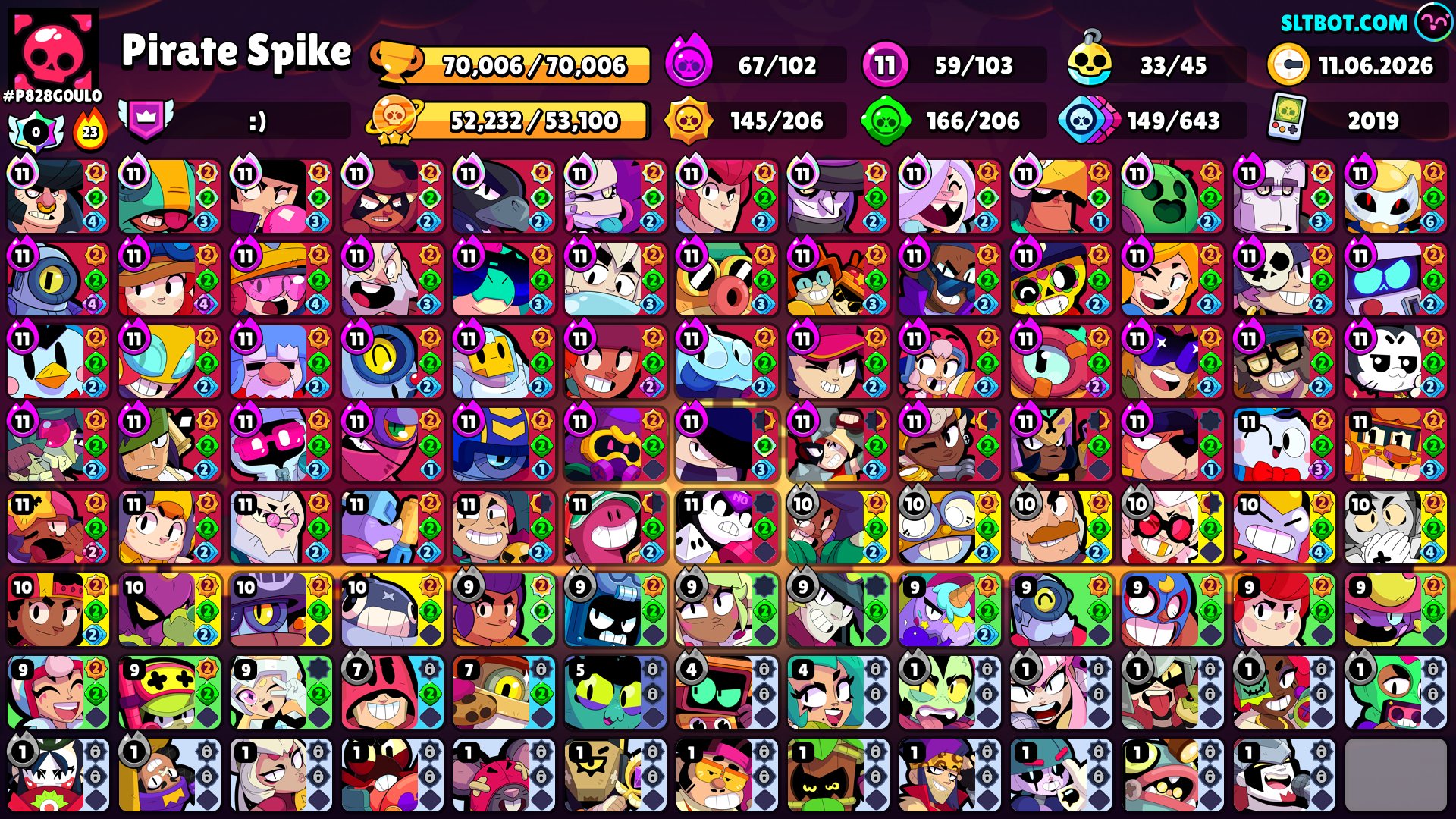 ⚡BOLT 2900⚡ 2019 with GMAIL⚡330+ SKINS (~22000 GEMS)⚡71 HYPERCHARGES⚡️, trophies 78000, brawlers 104, primes 47