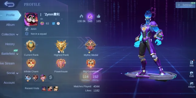 ✅ MAX EMBLEM ⚜️ ANNUAL STARLIGHT GORD ✨ SPARKLE FREDRINN 🔰 2 LIGHTBORN 💠 20 EPIC SKIN, Продажа, Ранг: Легенда, Уровень: 63, Процент побед: 59%, Герои: 114, Облики: 192