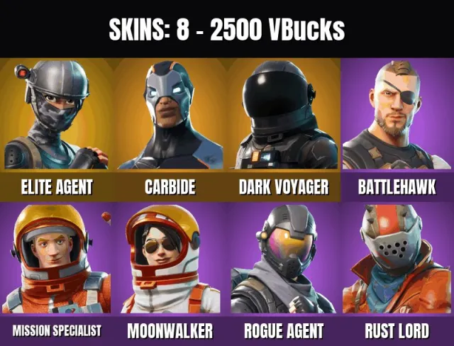 [PC/PSN/XBOX] 8 Skins 🔥2500 VB🔥Anerkennung der Niederlage🔥Elitärer Agent🔥Renegat-Agent🔥Dark, Verkauf, Skins 8