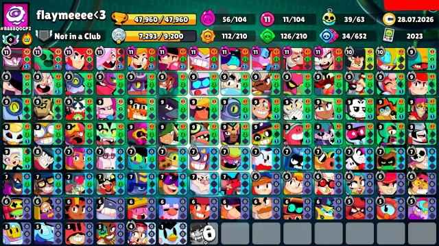 47,960 Trophies🏆 11x Power 11 Brawlers💪 Prime+ Purchased💖 284 Skins & Video Showcase in Description📹, trophies 47960, brawlers 104, primes 27