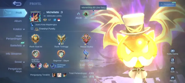 SAFE & CHEAP |EMBLEM MAX, STUN CHOU, KARINA KOF AND HAVE 20 EPIC SKINS, Продажа, Ранг: Легенда, Уровень: 87, Процент побед: 50%, Герои: 118, Облики: 201