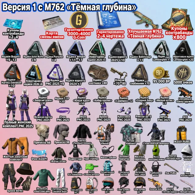 🔥PROGRESSIVE Beryl M762 - Darkest Depths 🎫800 КУПОНОВ📦340 СУНДУКОВ 🗺️2 - 4 ЧЕРТЕЖА 🎁3000-4000 G-COIN, Нет BATTLEGROUNDS Plus