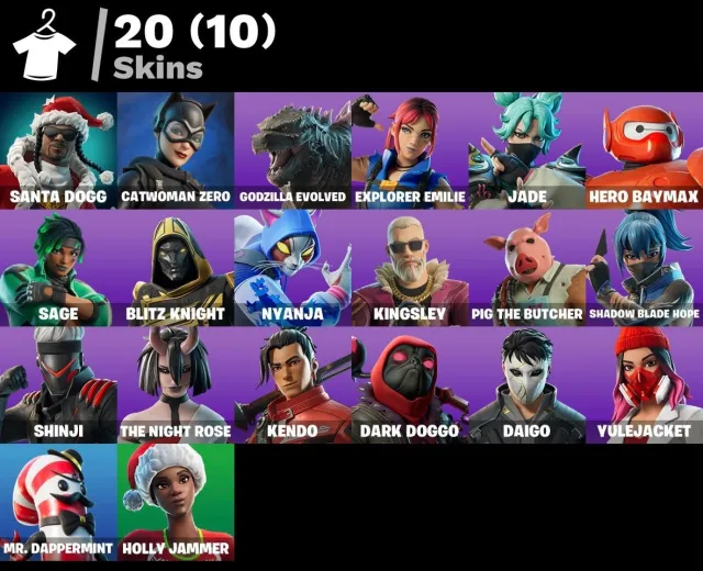 {Pc | Xbox | PS}🔥 20 СКІНІВ | GODZILLA EVOLVED | SANTA DOGG | HERO BAYMAX | 1000 V-BUCKS | LVL 475 🔥, Продажа, скины 20