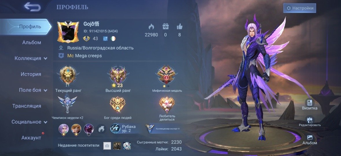 I'm selling urgently!, Sale, Rank: Legend, Level: 43, Winrate: 55%, Heroes: 82, Skins: 95