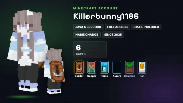🦸 Cloaks (6): Builder,Copper,Home,Aurora,Common,Pan ✅ Java & Bedrock & full access, Sale, All account data
