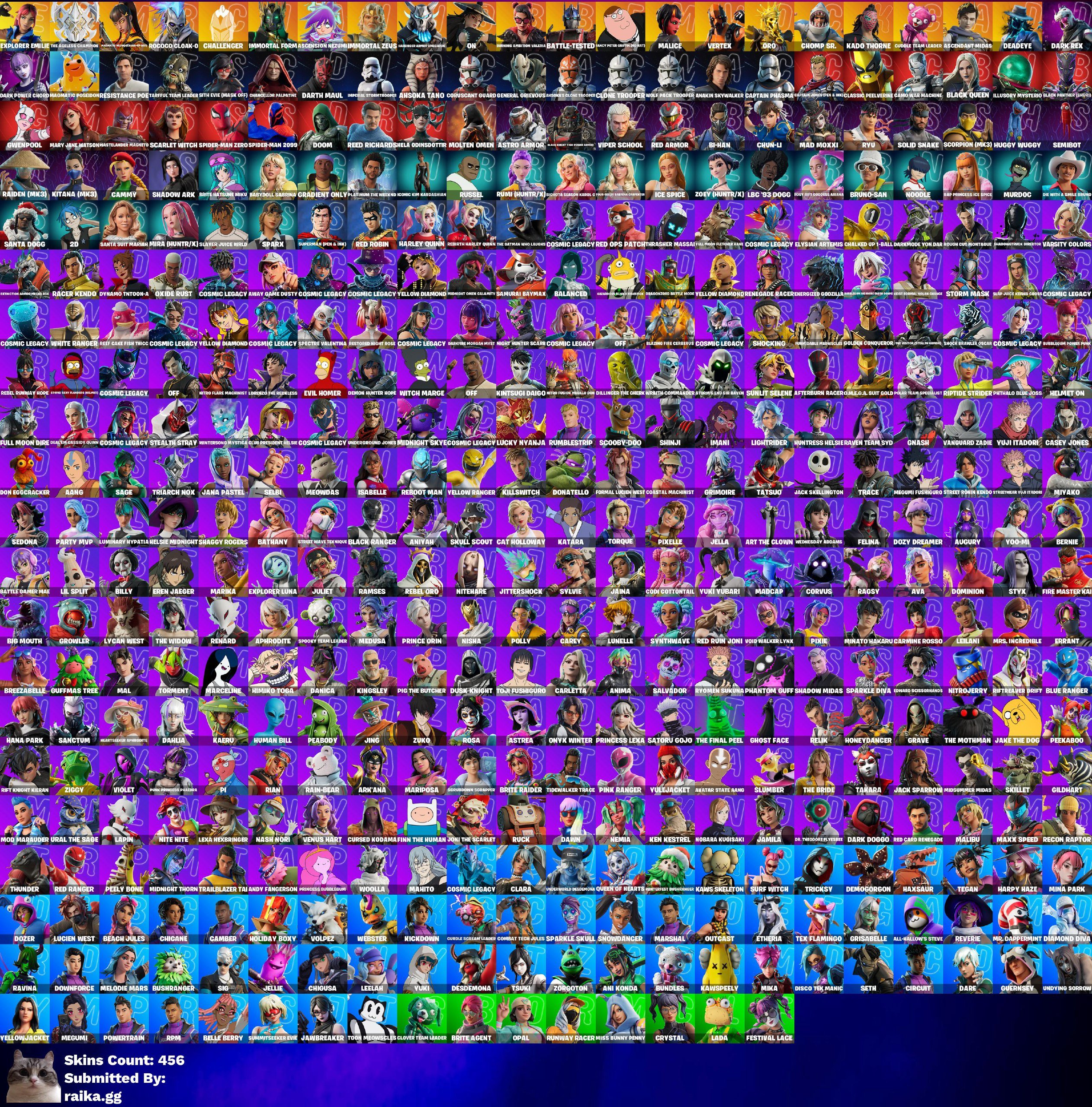Auto-delivery • All platforms • 456 skins (215 paid) • 10 cars • Kaw's pack • Mail included, Sale, skins 456