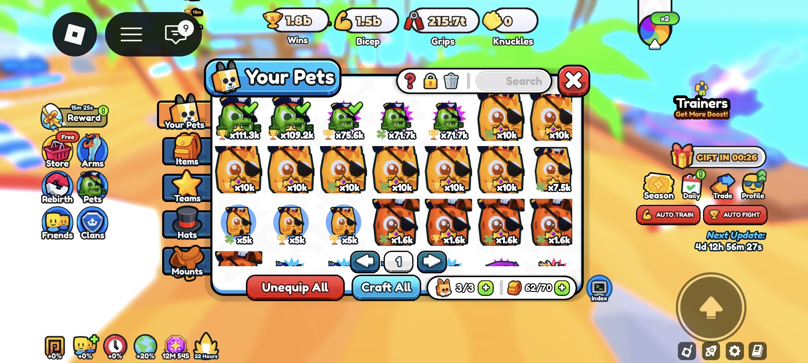 Bee swarm|Pet sim 99|Arm wrestle sim, Sale, Voice chat: No