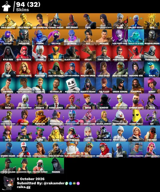 Marshmello | Ninja | Juice WRLD | Lachlan | The Champion | Eternal Knight | Red Knight |, Verkauf, Skins 94