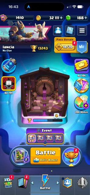 🏆13242🏆💟1472 LVL💟8 YEARS💟SPELLBAIT DECK 16LVL💟, 31 arena, 1410 level, 13242 trophies, 123 cards, 21 leg, No