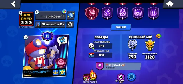 Account norm to start, 25339 trophies, 64 brawlers, 25 primes