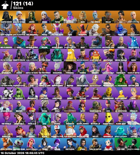 ⚡ 【FORTNITE】 💎 Lara Croft, Midas, Neymar Jr, Darth Vader 💎 121 skins | 1687 level | 1050 V-Bucks, Sale, skins 121
