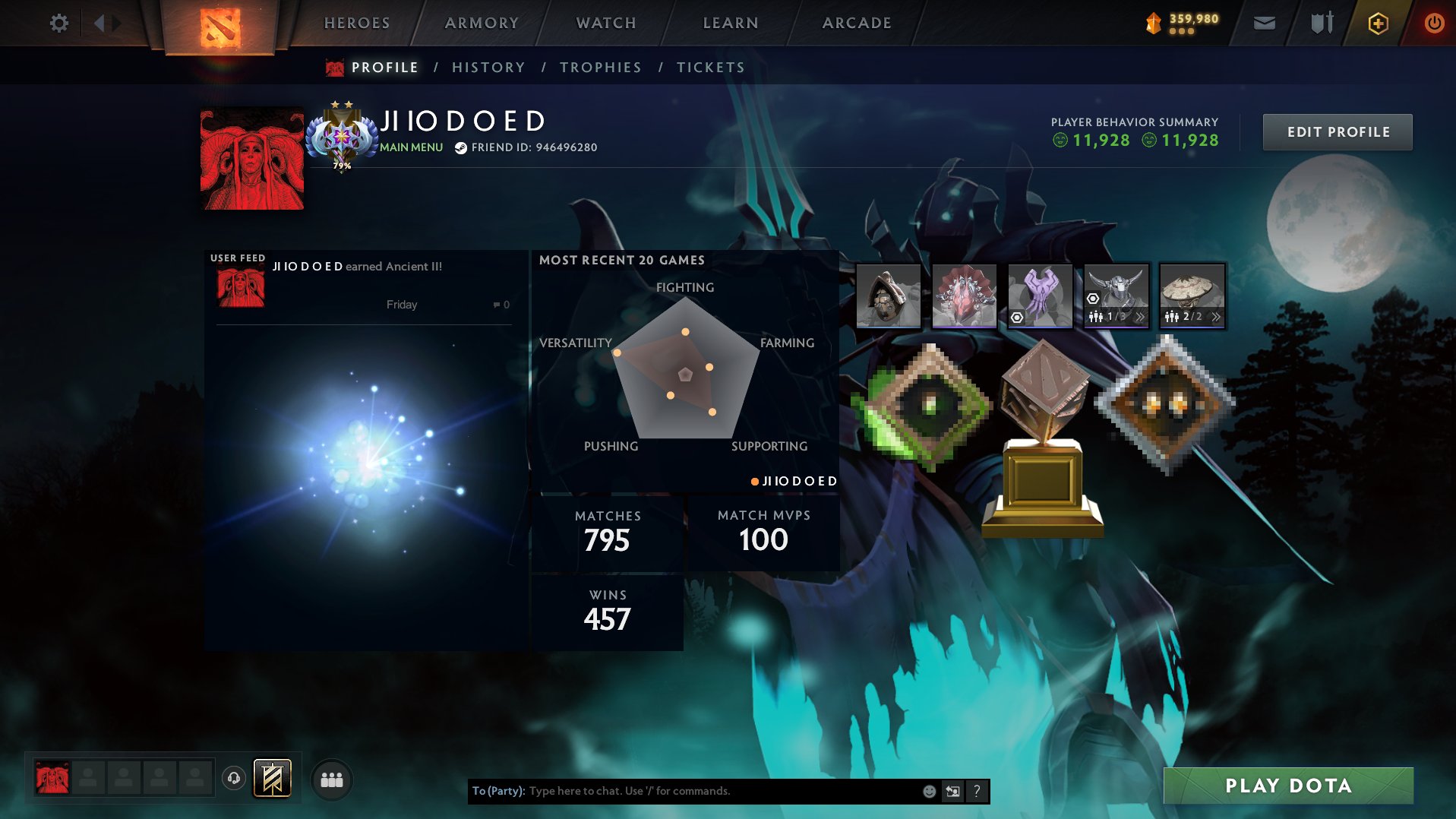 ⚫️【4127 MMR】⚪️【35% Confidence】【51 TOKENS】⚫️【11.928 ORDER】【ARCANA LEGION】⚪️【795 MATCHES】【Auto-Give】⚫️, Sale, 4127 MMR, 11928 Behavior score, 11928 вежливости, 795 games, 738 hours