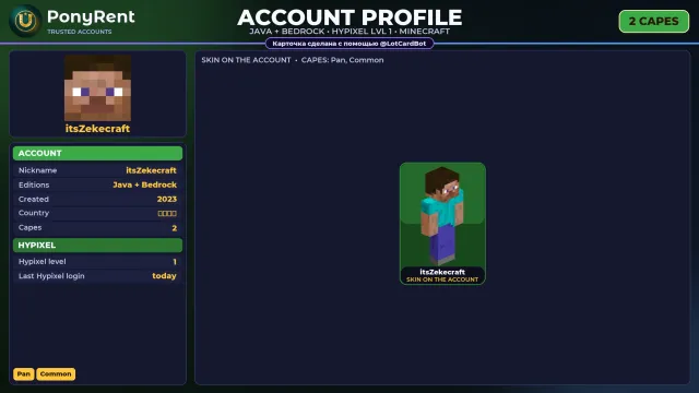 🦄 【MINECRAFT】 🌸 JAVA + BEDROCK | 2 CAPES: Pan 🌸 FULL ACCESS | NO BAN HYPIXEL (1 LVL) #4EVH7T, Sale, All account data