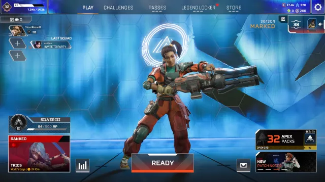 EA | S30 | 32 LVL | Silver III | 32 Apex Packs | 17.4k LT | 570 Craft M | First mail, Silver, 32 level, Relic: No