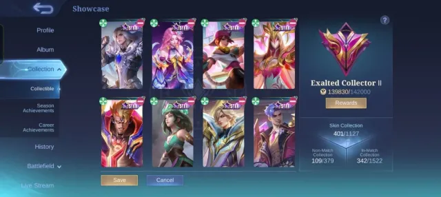 Lunox Legend • Minato • Kyo Kusanagi • Kagura Water Lily • Chou Prime • Beatrix Prime • Yu Zhong, Sale, Rank: Unranked, Level: 1, Winrate: 1%, Heroes: 133, Skins: 401
