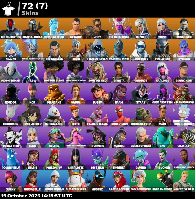 🔥 【FORTNITE】 💚 The Foundation, Mandalorian, Frozen Love Ranger, Menace, Joey 💚 72 skins | 1229 level, Sale, skins 72