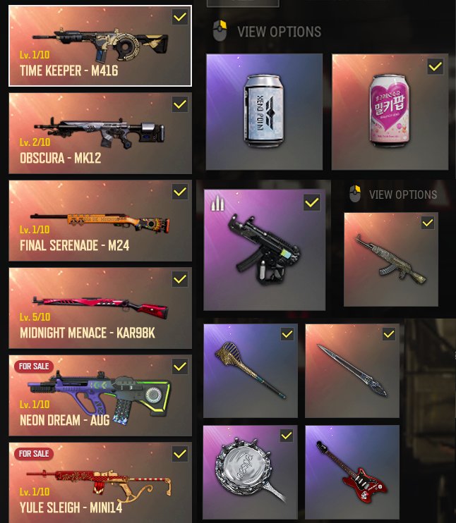 ✅6 PROGRESSIVE GUNS ✅4 CAR SKINS [Neon Dream, Obscura, Midnight menace], Yes BATTLEGROUNDS Plus