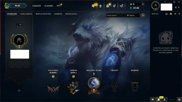 EUW - Iron1 Placement 1/5 0LP 39KBE, Sale, level 30, champions 20, Iron