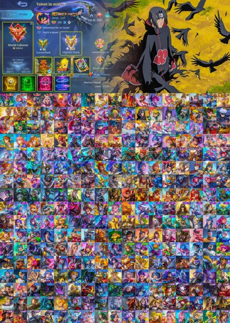 🔥802 Stars🔥Full Selena Skin Set🔥Naruto–Neobeasts–Aspirants–KOF–Zenith–CLOUDS🔥, Sale, Rank: Epic, Level: 180, Winrate: 57%, Heroes: 133, Skins: 661