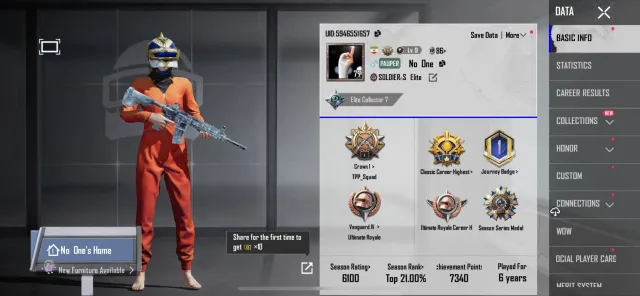 ✅6 Элит Макс✅M416 Glacier ур.5✅SLR ур.3✅10 Миф. сета✅, Продажа, 77 уровень, Ранг: Корона, 10+ мифик скинов, 1-9 прокачиваемых оружий, 1-4 килл чатов, Нет спорт каров