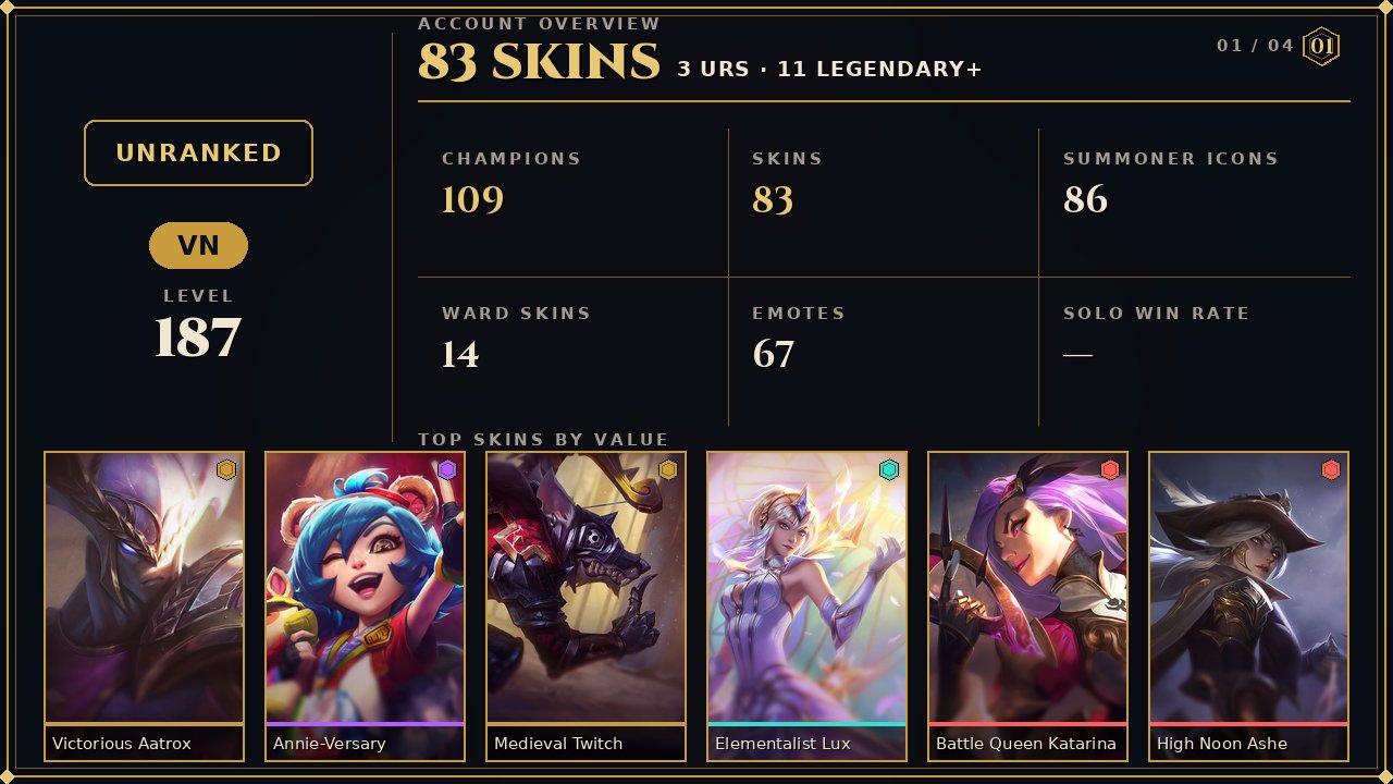 🌸83 skins + 109 champions🎀228 BE🎀Victorious Aatrox🎀Annie-Versary🎀Medieval Twitch🎀Elementalist Lux, Sale, champions 109, skins 83, Unranked