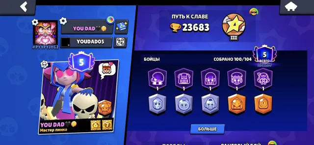 CjicfofkfkfjcixjxjFifudidufjfjh, trophies 23683, brawlers 100, primes 5