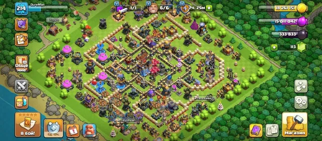 🛕【18 ТХ】🏬【9 БХ】🏆【214 LVL】👑【МЕГА ПРОКАЧКА】🧞【10 СКИНОВ | 4 ЛЕГ】💎【4 ОФОРМЫ】🔮【ФУЛЛ СНАРЯГА】, 18 TH Родной Деревни, 9 TH Строителя