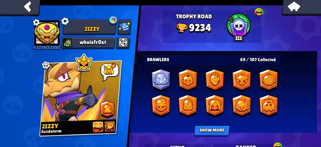 Brawl Stars | 69 Brawlers | 83K Coins & 22K Power Points | Power 11 Leon, Crow, Surge | Top Skins, 9234 trophies, 69 brawlers