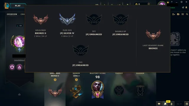 ❤️РУЧНАЯ ПРОКАЧКА❤️LUNAR ECLIPSE LEONA❤️БРОНЗА ММР❤️6826 BE 0 RP❤️, Продажа, уровень 52, чемпионы 47, скины 48, Бронза