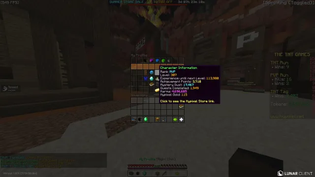 💎 Hypixel MVP+ 307 LVL Lunar cosmetics + Experience cape, Sale, All account data