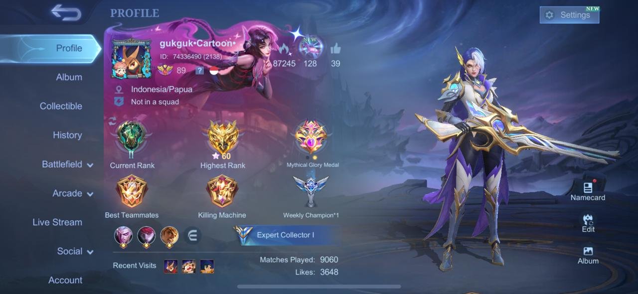 #298⚡ Leslie Gold Star | Beatrice Prime | Chong Prime | Moscov The Bloody Spear | Collector Natalia⚡, Sale, Rank: Epic, Level: 89, Winrate: 51%, Heroes: 126, Skins: 213
