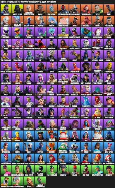 154 Skins, Sale, skins 154