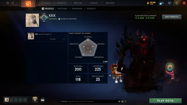 ⚫️【1779 MMR】【~98% Уверенность】 ⚪️【57 ЖЕТОНОВ】【9468 ПОРЯДА】⚫️【200 МАТЧЕЙ】【Авто-Выдача】⚪️, Продажа, 1779 MMR, 9468 порядочности, 9468 вежливости, 200 матчей, 238 часов