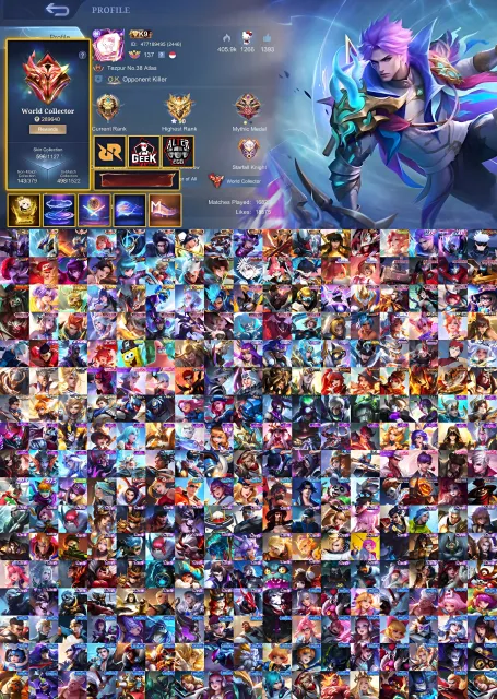 World collector with so many collabs available for sell., Sale, Rank: Legend, Level: 137, Winrate: 50%, Heroes: 133, Skins: 596