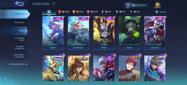 Collector natalia💥epic natalia💥freya💥karrie💥kagura💥irithel💥gara vale💥myth hylos💥emblem hero max, Продажа, Ранг: Легенда, Уровень: 98, Процент побед: 53%, Герои: 136, Облики: 225