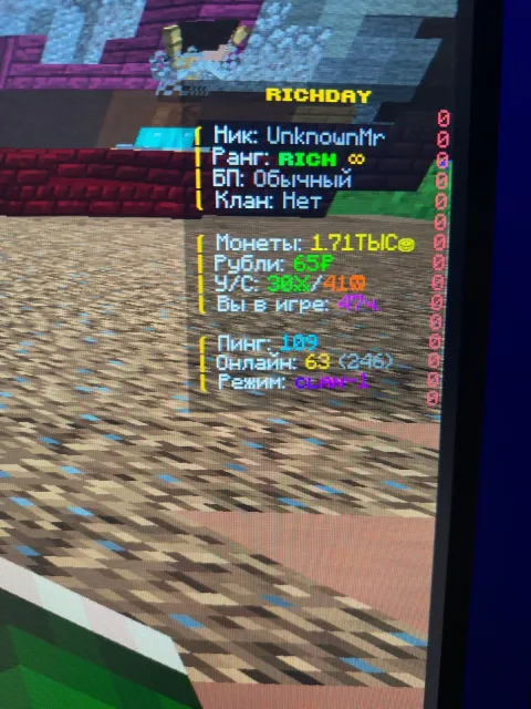 🔥 Top Rank RICH (Lifetime) on RichDay (CubeWorld.pro) | Save 3500+ RUB! | VK Unlinked, Sale
