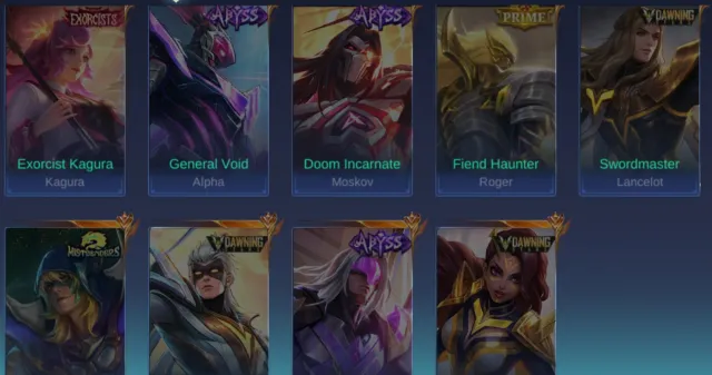 52 Collector | Full legends skins | Full Street fighter, Kof, Naruto, jujtsu, StarWars and more, Продажа, Ранг: Мифический Бессмертный, Уровень: 180, Процент побед: 70%, Герои: 134, Облики: 1065