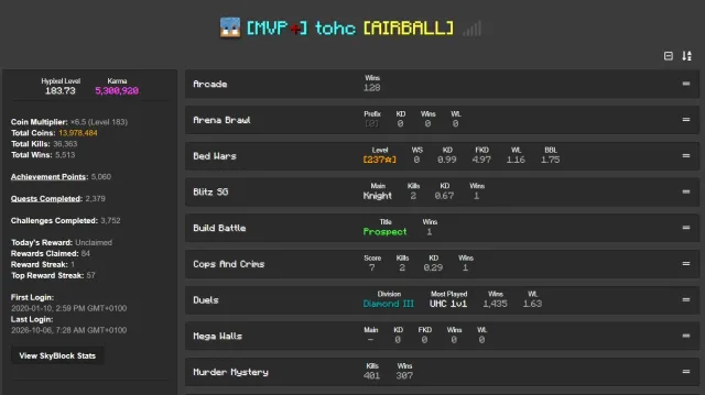 Minecraft Account | 👑 MVP+ Hypixe l 🧥experience cape | 🧥 7 Capes | 🎮 Java + Bedrock
