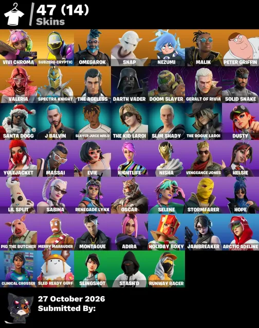 【✅】⁕【 WARRANTY 】🔴47 SKINS🔴150VB🔴Vivi Chroma 🔴 Subzero Cryptic 🔴 Omegarok 🔴 Snap 🔴 Nezumi 🔴 Malik🔴, Sale, skins 47