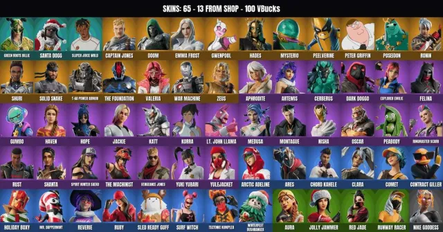 [PC/XBOX] 65 sk🔥Peter Griffin🔥Zeus🔥Fondateur🔥Ronin🔥Valeria🔥Hadès🔥Kottia🔥Jackie, Vente, skins 65