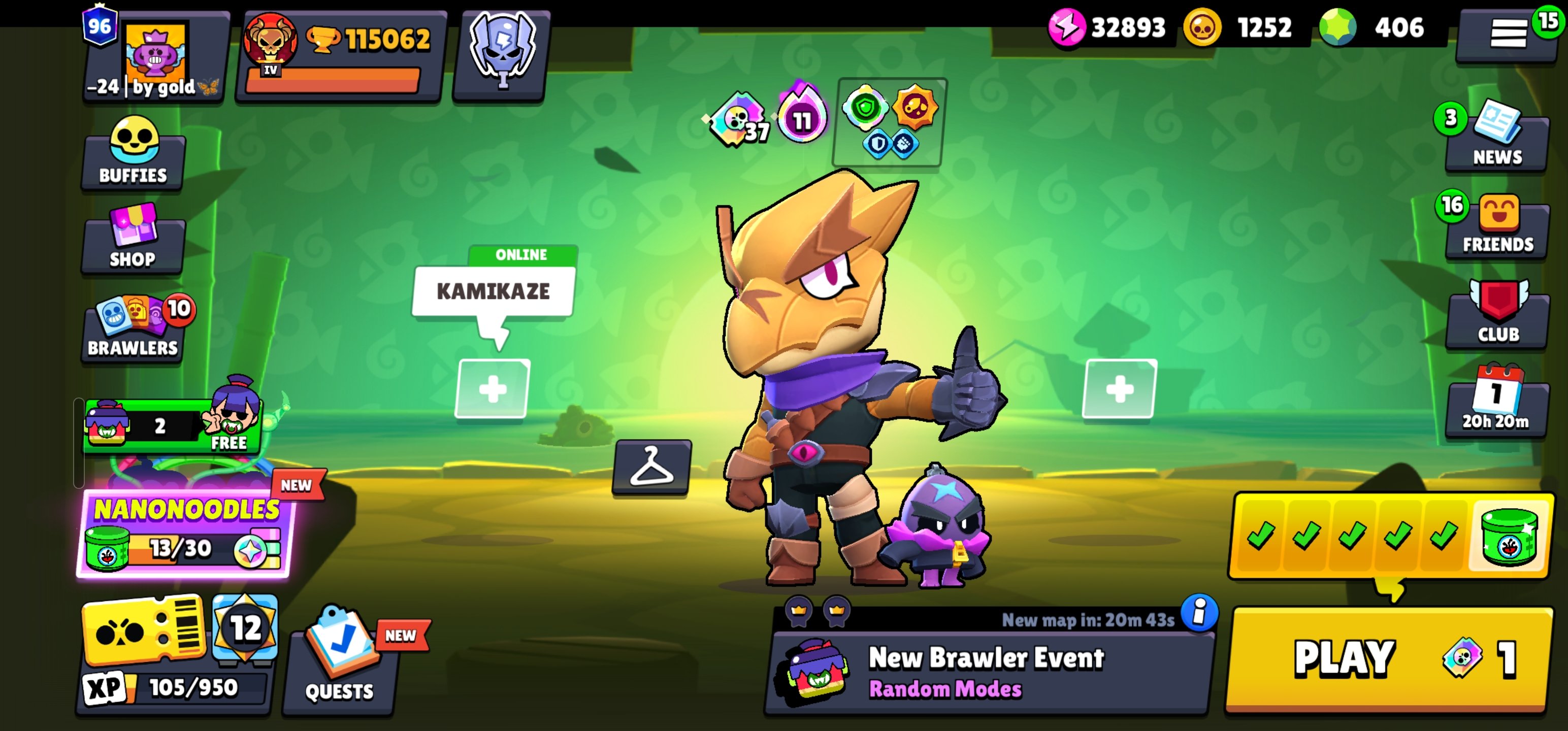 115k trophies, 300 skins, 96 primes, trophies 115000, brawlers 104, primes 96