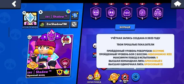 Selling my personal account on which I played 3-4 seasons, 58400 trophies, 107 brawlers, 34 primes