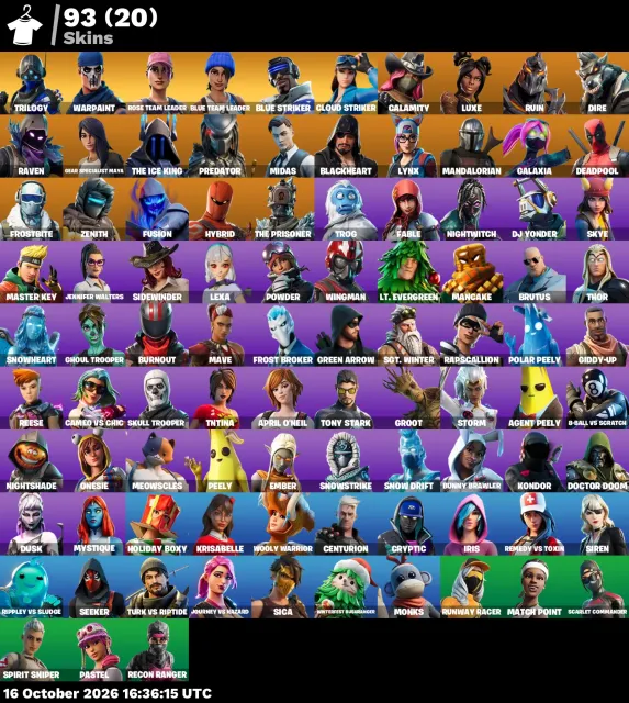 🔥 【FORTNITE】 💚 OG STW, Skull Trooper, Ghoul Trooper, Midas 💚 93 skins | 1520 niv. | 400 V-Bucks, Vente, skins 93