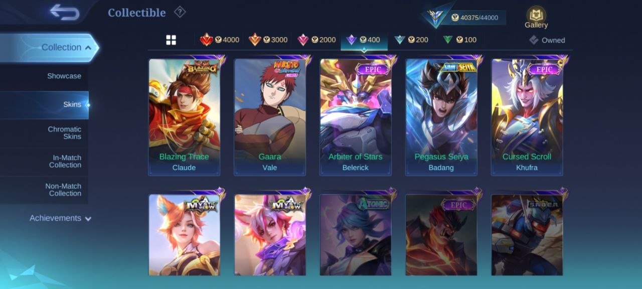 57⭐KOF Karina fluffy floren💥LUCKYBOX Zilong Star Karrie💥Gaara Vale EPIC moskov⚡blerick emblem Max, Sale, Rank: Mythic, Level: 45, Winrate: 49%, Heroes: 98, Skins: 164